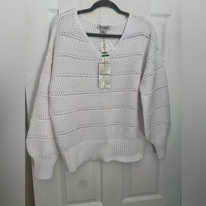 Tommy Bahama v neck white, light sweater with tags size LG